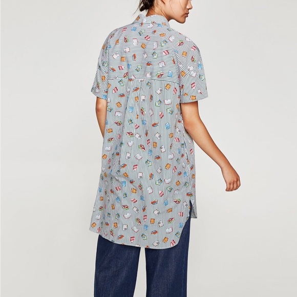 ZARA BOOK PRINT SHIRTDRESS TOP SHIRT NWOT XL📚❤️ - Picture 2 of 10
